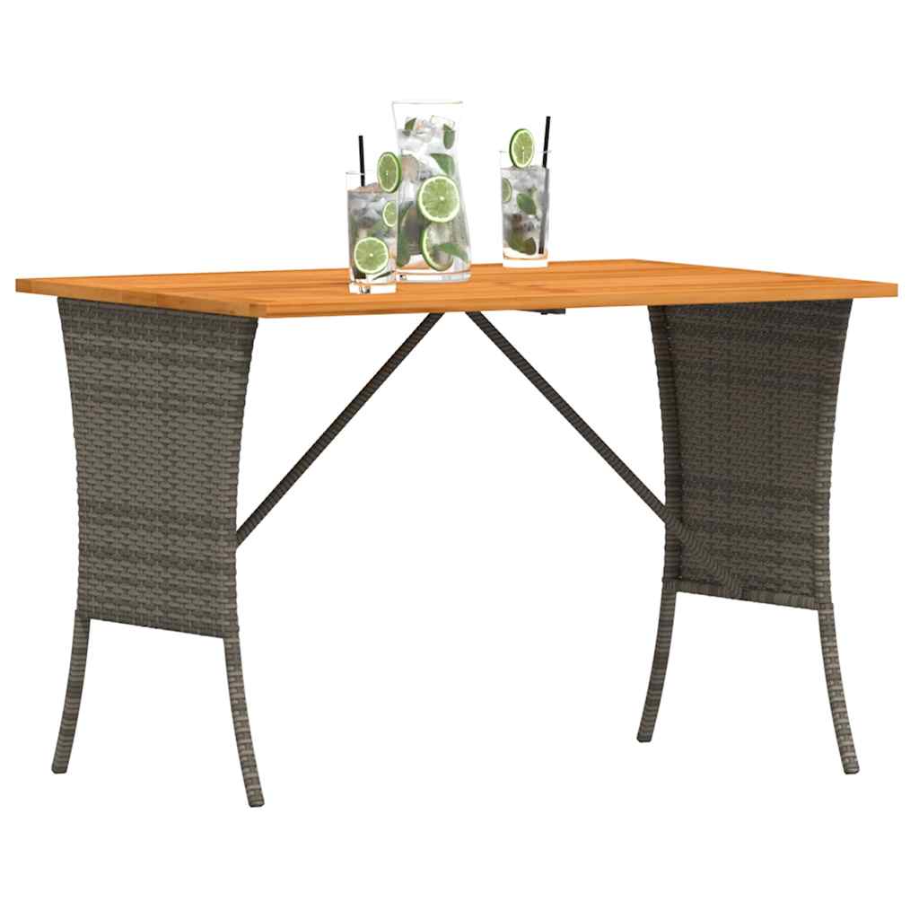 Gartentisch mit Akazienholzplatte Grau 105x75x72cm Poly Rattan