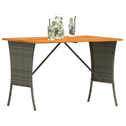 Gartentisch mit Akazienholzplatte Grau 105x75x72cm Poly Rattan