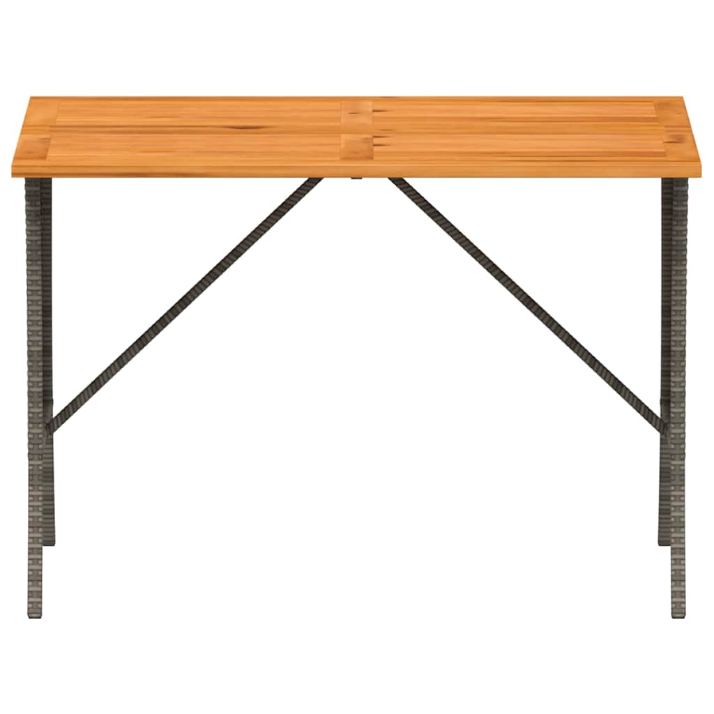 Gartentisch mit Akazienholzplatte Grau 105x75x72cm Poly Rattan