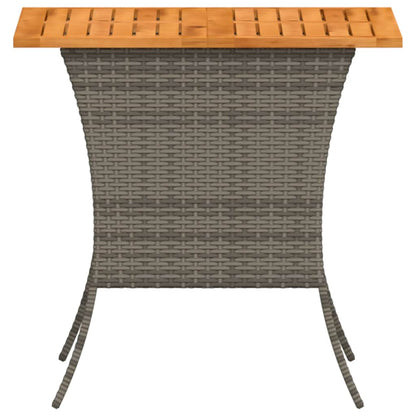 Gartentisch mit Akazienholzplatte Grau 105x75x72cm Poly Rattan