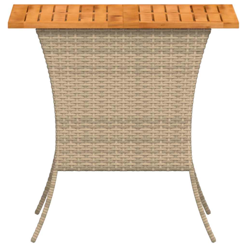 Gartentisch mit Akazienholzplatte Beige 105x75x72cm Poly Rattan