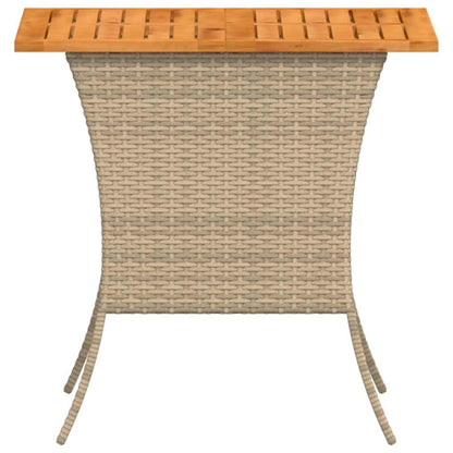Gartentisch mit Akazienholzplatte Beige 105x75x72cm Poly Rattan