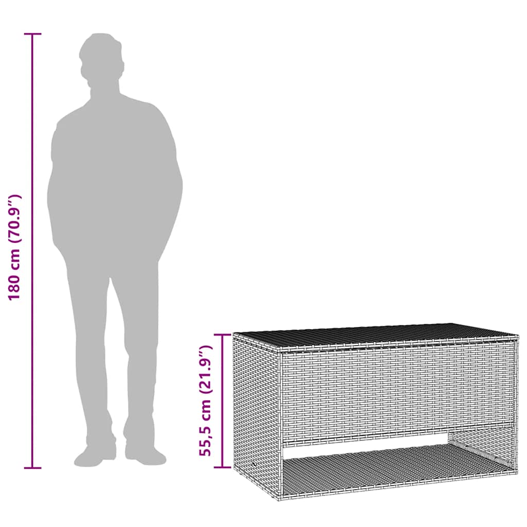 Outdoor-Kissenbox Grau 100x55x55,5 cm Poly Rattan