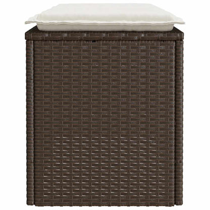 Gartenbank mit Kissen Braun 110x40x44 cm Poly Rattan