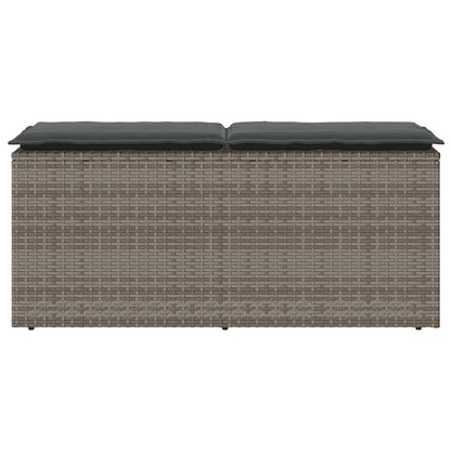 Gartenbank mit Kissen Grau 110x40x44 cm Poly Rattan