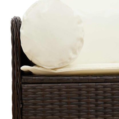Gartensofa mit Kissen 3-Sitzer Braun Poly Rattan