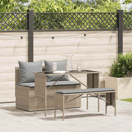 3-delt Have spisestuesæt med puder Beige polyrattan