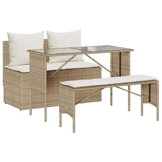3-delt Have spisestuesæt med puder Beige polyrattan