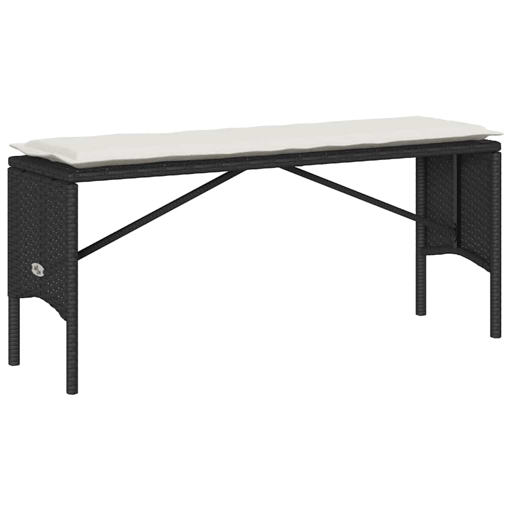 3-tlg. Garten-Essgruppe mit Kissen Schwarz Poly Rattan