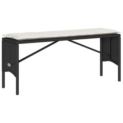 3-tlg. Garten-Essgruppe mit Kissen Schwarz Poly Rattan