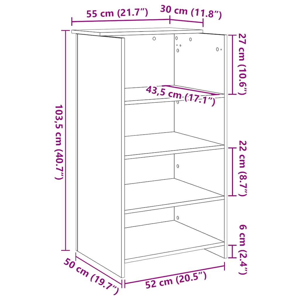 Empfangstheke Braun Eichen-Optik 55x50x103,5 cm Holzwerkstoff