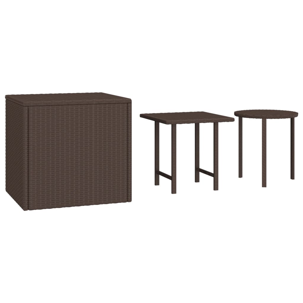 Haveborde 3 stk Brun polyrattan