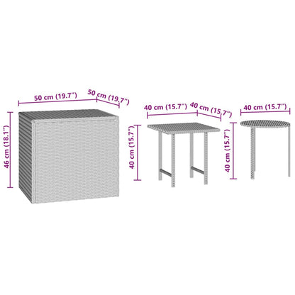Haveborde 3 stk Brun polyrattan