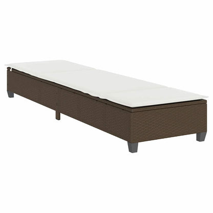 Sonnenliege mit Auflagen Braun 55x200x25,5cm Poly Rattan