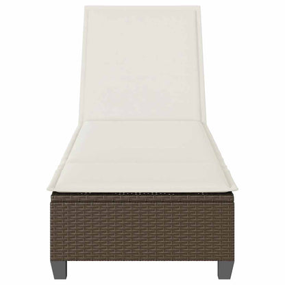 Sonnenliege mit Auflagen Braun 55x200x25,5cm Poly Rattan