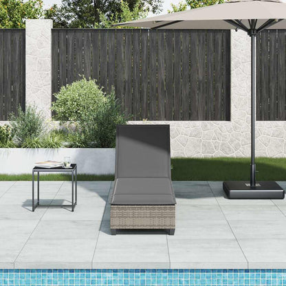 Sonnenliege mit Auflagen Grau 55x200x25,5cm Poly Rattan