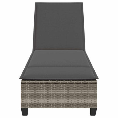 Sonnenliege mit Auflagen Grau 55x200x25,5cm Poly Rattan