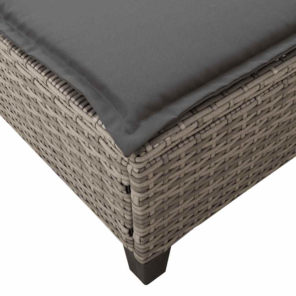Sonnenliege mit Auflagen Grau 55x200x25,5cm Poly Rattan