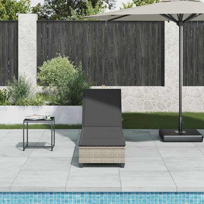 Sonnenliege mit Auflagen Hellgrau 55x200x25,5cm Poly Rattan
