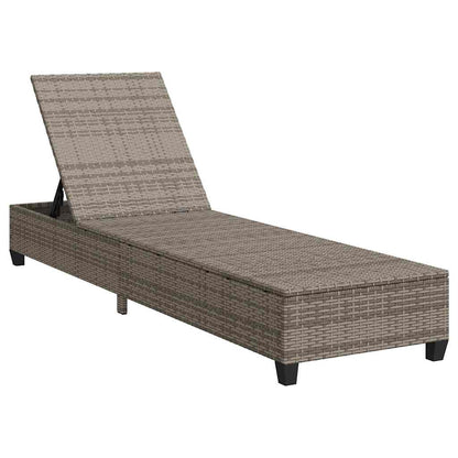 Sonnenliege mit Auflagen Grau 55x200x25,5cm Poly Rattan