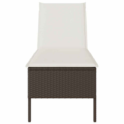 Sonnenliege mit Auflage Braun 55x200x44 cm Poly Rattan