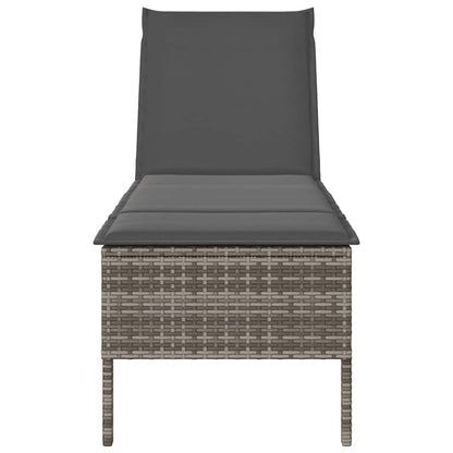 Sonnenliege mit Auflage Grau 55x200x44 cm Poly Rattan
