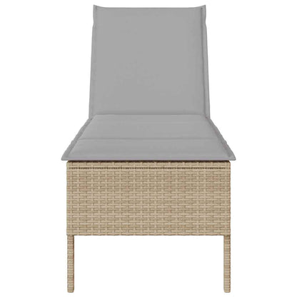 Sonnenliege mit Auflage Beige 55x200x44 cm Poly Rattan