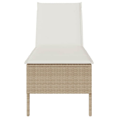 Sonnenliege mit Auflage Beige 55x200x44 cm Poly Rattan