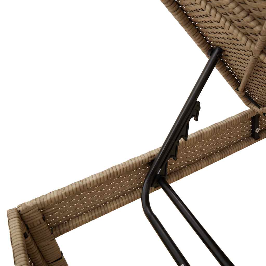 Sonnenliege mit Auflage Beige 55x200x44 cm Poly Rattan
