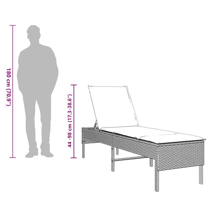 Sonnenliege mit Auflage Grau 55x200x44 cm Poly Rattan