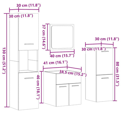 4-tlg. Badmöbel-Set Betongrau Holzwerkstoff