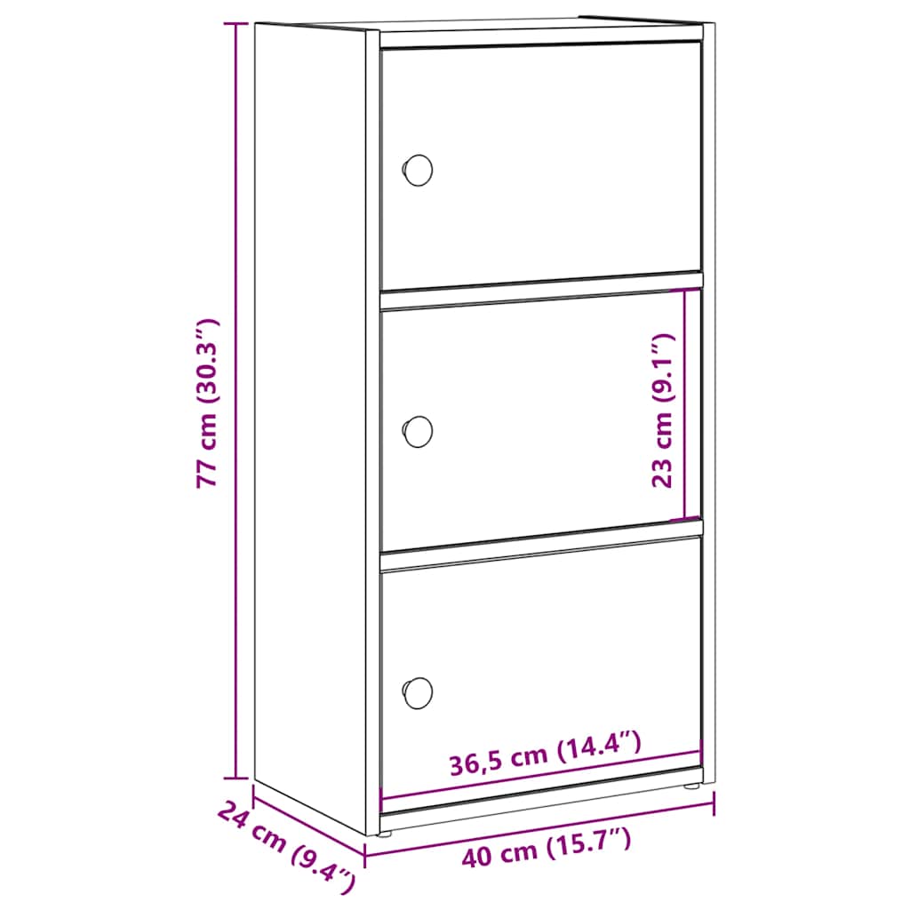 Bücherregal Braun Eichen-Optik 40x24x77 cm Holzwerkstoff