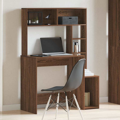 Schreibtisch mit Regal Braun Eichen-Optik 100x45x140 cm