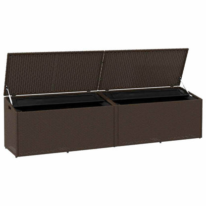 Garten-Auflagenbox Braun 220x50x58 cm Poly Rattan