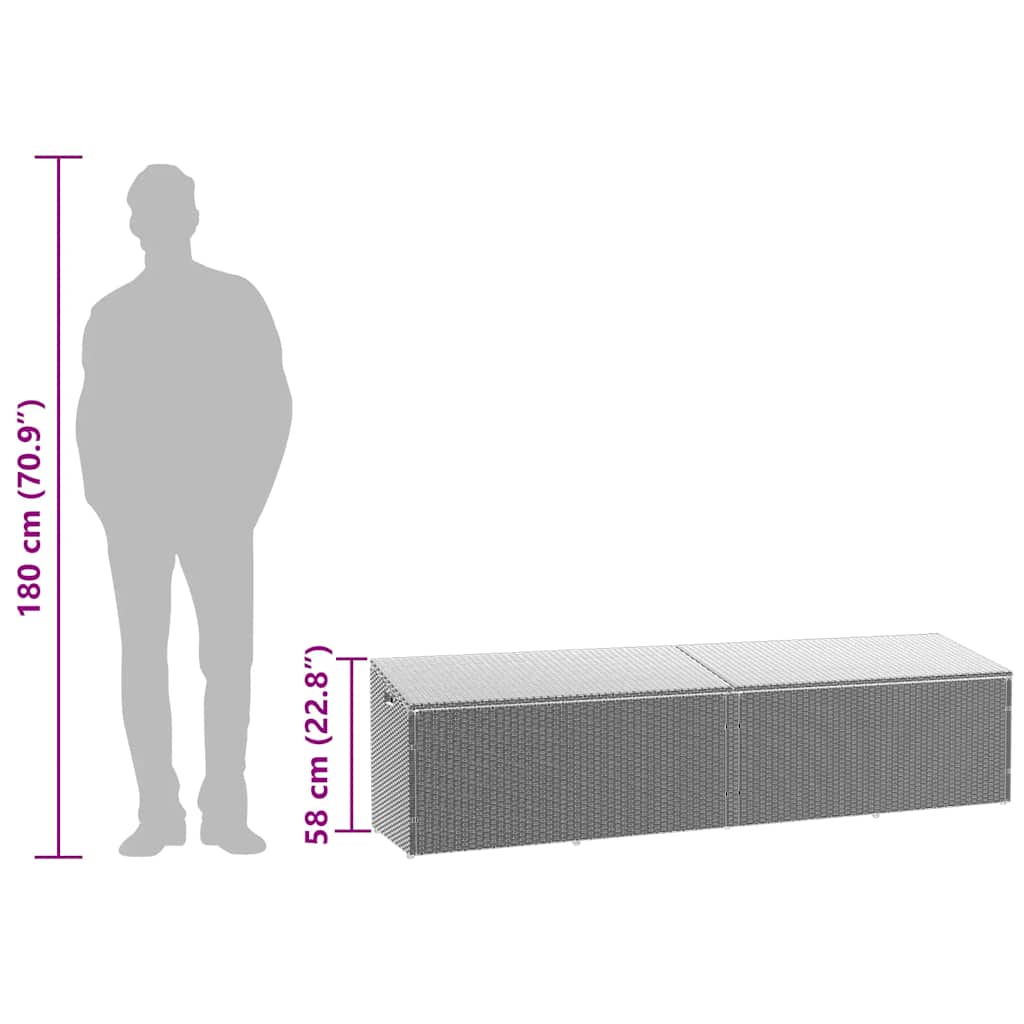 Garten-Auflagenbox Hellgrau 220x50x58 cm Poly Rattan