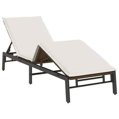 Sonnenliege mit Auflage Braun Poly Rattan