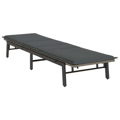 Sonnenliege mit Auflage Grau Poly Rattan