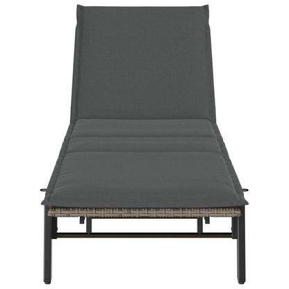 Sonnenliege mit Auflage Grau Poly Rattan