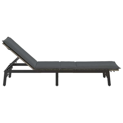 Sonnenliege mit Auflage Grau Poly Rattan