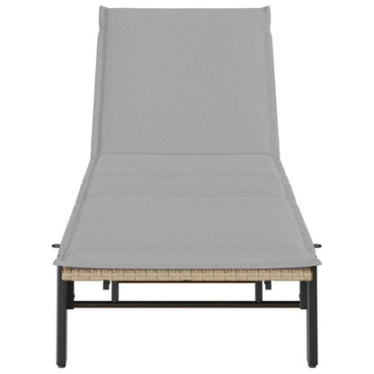 Sonnenliege mit Auflage Beige Poly Rattan