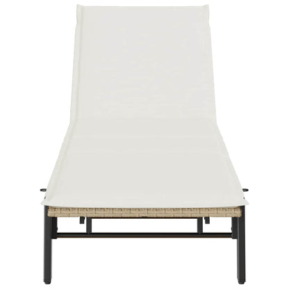 Sonnenliege mit Auflage Beige Poly Rattan