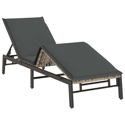 Sonnenliege mit Auflage Hellgrau Poly Rattan