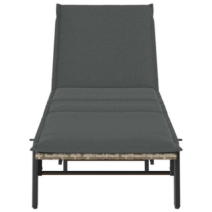 Sonnenliege mit Auflage Hellgrau Poly Rattan