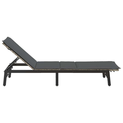 Sonnenliege mit Auflage Hellgrau Poly Rattan