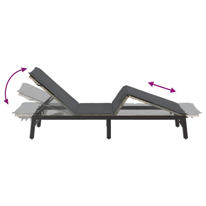 Sonnenliege mit Auflage Hellgrau Poly Rattan