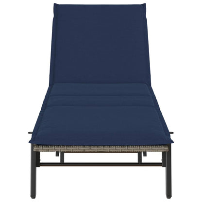 Sonnenliege mit Auflage Grau Poly Rattan