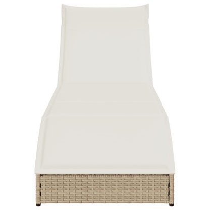 Klappliege mit Auflage und Stauraum Beige Poly-Rattan