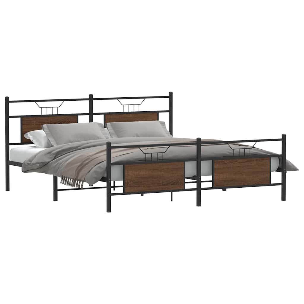 Metalseng uden madras brun eg look 183x213 cm