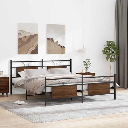 Metalseng uden madras brun eg look 183x213 cm