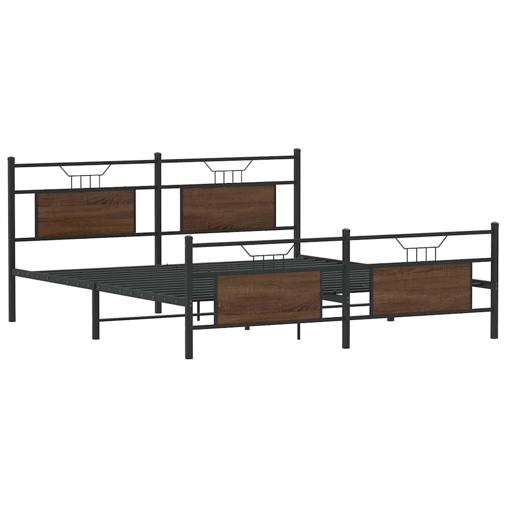 Metalseng uden madras brun eg look 183x213 cm